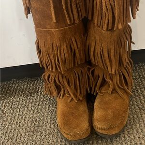 Minnetonka Fringed Suede Boots